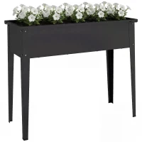 Outsunny Raised Planter with Reinforced Corners, Metal Raised Garden Bed on Legs with Drainage Hole, Black(m-9)