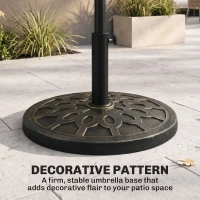 Outsunny Resin Round Patio Umbrella Stand Base Coated Pole Market Garden Umbrella Holder Parasol Holder Bronze(m-5)