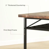 HOMCOM 3-Piece Small Dining Table Set for 2, Kitchen Table and Chairs with Storage Rack and Steel Frame, Brown(m-7)
