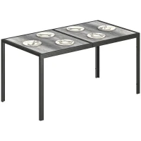 Outsunny Outdoor Dining Table for 4-6, 59" Outdoor Patio Table with Metal Legs, Wood-Effect Top, Grey(m-9)