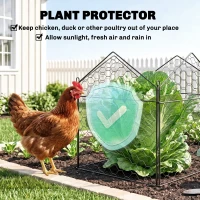 Outsunny 4 Pack Garden Cloches for Plants, 12" x 14" Metal Crop Cage, Plant Cages to Keep Animals Out, Black(m-4)