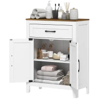 HOMCOM Farmhouse Bathroom Storage Cabinet, Bathroom Cabinet with Barn Doors and Adjustable Shelf, White(m-2)