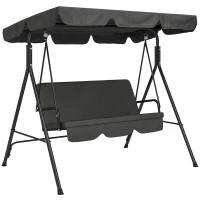 Outsunny 3-Seater Outdoor Porch Swing with Adjustable Canopy, Patio Swing Chair for Garden, Poolside, Backyard, Black(m-13)