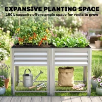 Outsunny Raised Garden Bed with Legs Storage Shelf Elevated Planter Box 31.5" for Flowers Vegetables Silver(m-5)