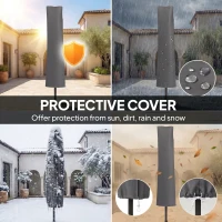 Outsunny 10FT Cantilever Patio Umbrella with 8 Ribs, Offset Patio Umbrella with Cover and Wind Ropes for Garden, Yard, Navy Blue(m-5)