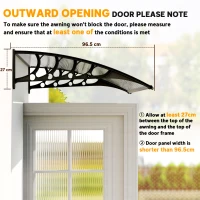 Outsunny Awning Door Canopy, 40.6" x 38" Polycarbonate Front Door Outdoor Patio Cover with Hollow Sheet for UV Protection, Clear(m-7)