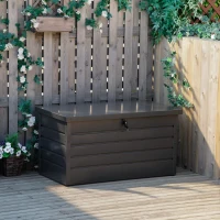 Outsunny Large Deck Box, Outdoor Storage Container with Lock for Pool Toys, Garden Tools, Furniture and Sports Equipment, Grey(m-10)