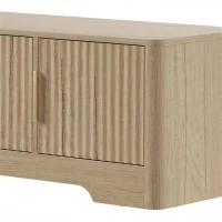 HOMCOM TV Stand for TVs up to 60", Modern Entertainment Center with Fluted Doors for Living Room, Oak(m-9)