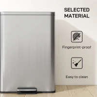 HOMCOM Garbage Bin, Soft-Close Trash Can with Foot Pedal, 5 Gallon (20 L) Garbage Can with Removable Inner Bucket, Silver(m-6)
