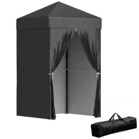 Outsunny 4 x 4 ft Compact Pop Up Canopy Tent, UPF 50+ Changing Room, Portable Instant Privacy Canopy with Mesh Window, Black(m-9)