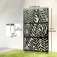Outsunny Metal Outdoor Privacy Screen, 72" x 38" Freestanding Outdoor Divider, Black(m-3)