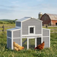 PawHut 66.5" Large Chicken Coop, Wooden Chicken House with 2 Nesting Boxes, Sliding Tray & Ramp, for Outdoor Backyard Farm(m-8)