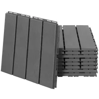Outsunny 9 Pcs PP Interlocking Composite Deck Tile, 12" x 12" Outdoor Flooring Tiles for Indoor and Outdoor Use, Tools Free Assembly, Dark Grey(m-2)