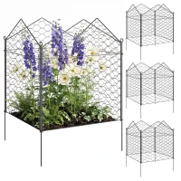 Outsunny 4 Pack Garden Cloches for Plants, 12" x 14" Metal Crop Cage, Plant Cages to Keep Animals Out, Black(m-13)