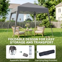Outsunny 8' x 8' Pop Up Canopy, Outdoor Folding Tent, Portable Party Tent with Carrying Bag for Camping, Party, Picnic, Grey(m-5)