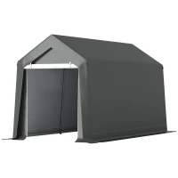 Outsunny 7' x 12' Outdoor Storage Shed Portable Garage with Roll-up Door for Motorcycle, Bike, Garden Tools, Dark Grey(m-2)