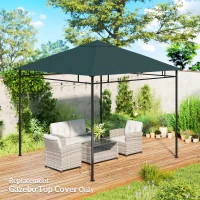 Outsunny 10' x 10' Square Gazebo Canopy Replacement UV Protected Top Cover Sun Shade Charcoal Green(m-1)