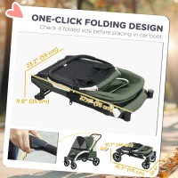 PawHut Foldable Pet Stroller for Medium Dogs with Four Big Wheels, Shock-Absorbing Frame, Safety Leashes, Brakes, Dark Green(m-5)