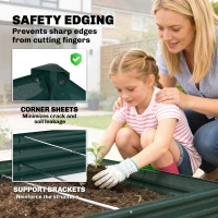 Outsunny 12 x 4 x 1ft Galvanized Raised Garden Bed, Reinforced Outdoor Planter Box with Open Bottom, Green(m-7)