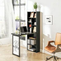 HOMCOM Fold-out Convertible Office Desk, Wall Mount Computer Desk with Whiteboard and Side Shelf, Black(m-8)