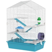 PawHut Large Hamster Cage, 5-Tier Small Animal House and Habitats for Gerbil Mice, Light Blue(m-2)