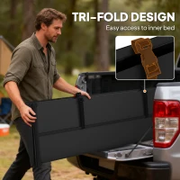 Outsunny 5'7" Soft Tri-Fold Truck Bed Tonneau Cover for 5.7 ft Bed, Truck Bed Cover with Seal Strip, Black(m-7)