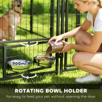 PawHut 8' x 4' x 6' Outdoor Dog Kennel, Dog Kennel Outside Run with 360° Rotating Bowls, Waterproof & UV Resistant Cover Green(m-5)