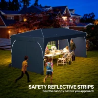 Outsunny 10 x 20 ft Pop Up Canopy Tent with Reflective Strips, UPF 50+ Easy up Instant Canopy with 6 Sandbags, Dark Blue(m-5)