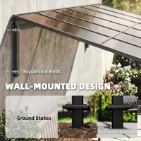 Outsunny 11' x 10' Outdoor Pergola, Wall Mounted Hardtop Lean-to Gazebo with Polycarbonate Roof and Metal-Aluminium Frame(m-4)