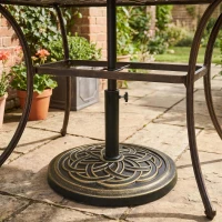 Outsunny 25 lb Heavy Duty Patio Umbrella Base, Round Market Umbrella Stand for Outdoor, Deck, Backyard, Garden, Bronze(m-1)