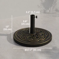Outsunny 25 lb Heavy Duty Patio Umbrella Base, Round Market Umbrella Stand for Outdoor, Deck, Backyard, Garden, Bronze(m-3)