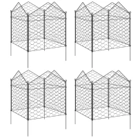 Outsunny 4 Pack Garden Cloches for Plants, 12" x 14" Metal Crop Cage, Plant Cages to Keep Animals Out, Black(m-2)