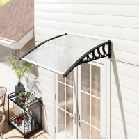 Outsunny Awning Door Canopy, 40.6" x 38" Polycarbonate Front Door Outdoor Patio Cover with Hollow Sheet for UV Protection, Clear(m-9)