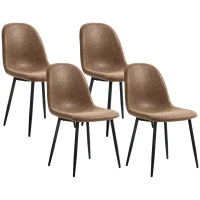 HOMCOM Retro Dining Table Chairs Set of 4, PU Leather Upholstered Kitchen Table Chairs for Living Room, Bedroom(m-9)