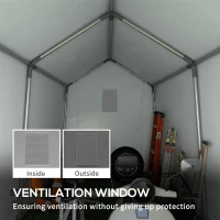 Outsunny 7' x 12' Outdoor Storage Shed Portable Garage with Roll-up Door for Motorcycle, Bike, Garden Tools, Dark Grey(m-7)
