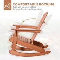 Outsunny Wooden Adirondack Rocking Muskoka Chair with Slatted Wooden Design, Fanned Back and Classic Rustic Style, Teak(m-4)