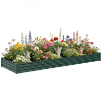 Outsunny 12 x 4 x 1ft Galvanized Raised Garden Bed, Reinforced Outdoor Planter Box with Open Bottom, Green(m-9)