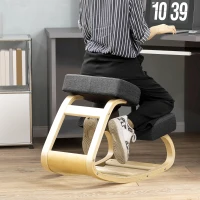 HOMCOM Ergonomic Kneeling Chair, Wood Kneel Stool with Thick Pads, Desk Knee Chair, Improve Posture, Black(m-8)