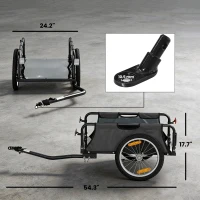 Soozier Bike Cargo Trailer, Bicycle Trailer Wagon Cart with Quick Release 16" Pneumatic Wheels, Aluminum Rims, Red Flag, Gray(m-3)