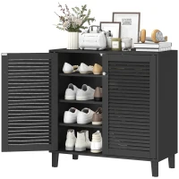 HOMCOM Shoe Cabinet with Adjustable Shelves Shoe Storage Cabinet with 2 Doors for Entryway Hallway Black(m-2)