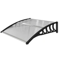 Outsunny Awning Door Canopy, 40.6" x 38" Polycarbonate Front Door Outdoor Patio Cover with Hollow Sheet for UV Protection, Clear(m-11)