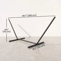 Outsunny 11.8'L Hammock Stand Extra Long Heavy Duty Straight Pole Day Bed Swing Metal Frame Simple Set Up Garden Outdoor Camping Picnic Use Black(m-3)