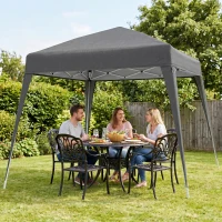 Outsunny 8' x 8' Pop Up Canopy, Outdoor Folding Tent, Portable Party Tent with Carrying Bag for Camping, Party, Picnic, Grey(m-8)