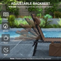 Outsunny Outdoor Folding Chaise Lounge, Reclining Lounge Chair with Adjustable Backrest and Removable Pillow, Brown(m-4)