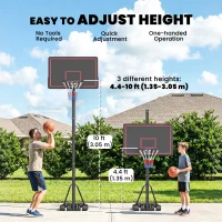 Soozier Portable Basketball Hoop Outdoor, 4.4-10ft Adjustable Height Basketball Goal with Wheels, Fillable Base(m-4)