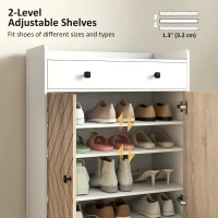 HOMCOM Shoe Cabinet for Entryway, Modern Shoe Storage Cabinet with Adjustable Shelves and Drawer for 12 Pairs, White(m-5)