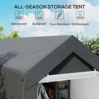 Outsunny 7' x 12' Outdoor Storage Shed Portable Garage with Roll-up Door for Motorcycle, Bike, Garden Tools, Dark Grey(m-4)
