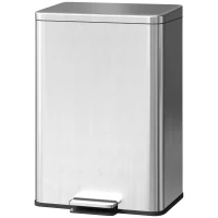 HOMCOM Garbage Bin, Soft-Close Trash Can with Foot Pedal, 5 Gallon (20 L) Garbage Can with Removable Inner Bucket, Silver(m-2)