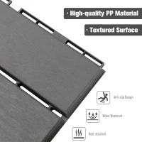 Outsunny 9 Pcs PP Interlocking Composite Deck Tile, 12" x 12" Outdoor Flooring Tiles for Indoor and Outdoor Use, Tools Free Assembly, Dark Grey(m-4)