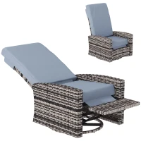 Outsunny Outdoor Rattan Wicker Lounge Chair with Footrest & Soft Cushion for Patio, Garden, Backyard, Grey(m-9)